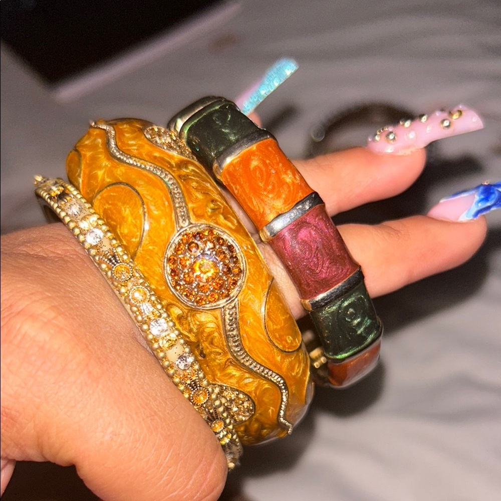 Elegant Gold and Multicolor Bangle Set